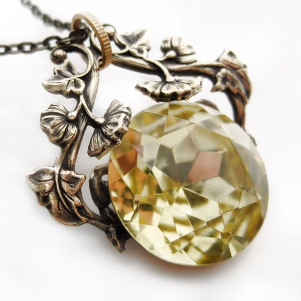 Filigree Necklace,  Art Nouveau jewelry, filigree pendant necklace, citrine vine necklace, statement necklace, fantasy jewelry, fairy tale