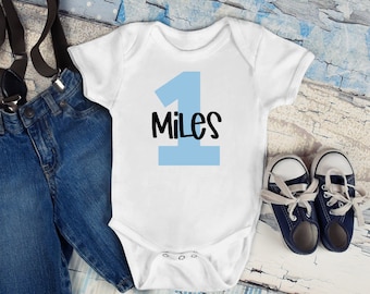 Personalized ONE Birthday Boy Bodysuit {first birthday bodysuit, cake smash outfit, 1st birthday}