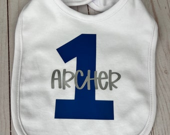 Personalized ONE Birthday Bib {first birthday bib, boy girl first birthday, cake smash bib, 1st birthday}