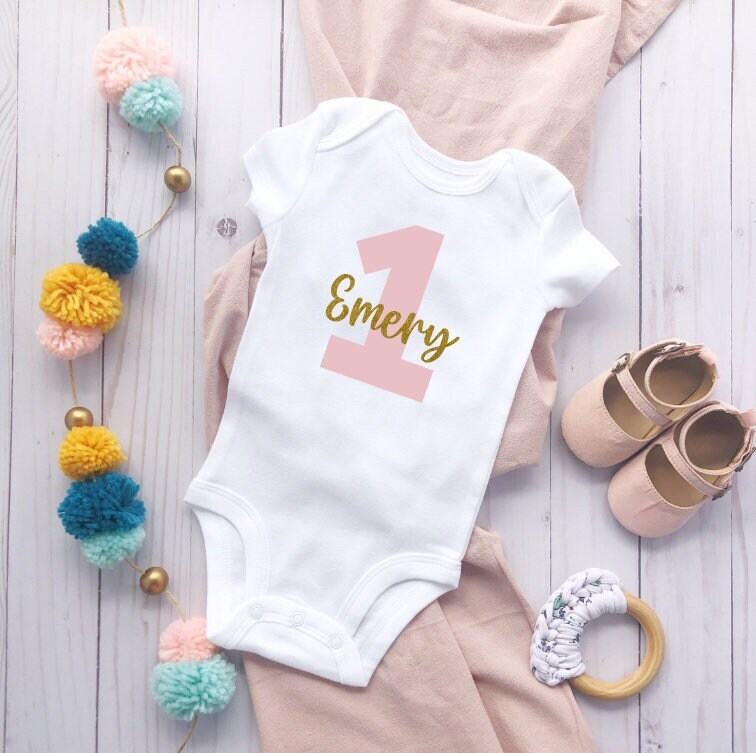 Personalized ONE Birthday Girl Bodysuit {first Birthday Bodysuit, Cake Smash Outfit, 1st Birthday}