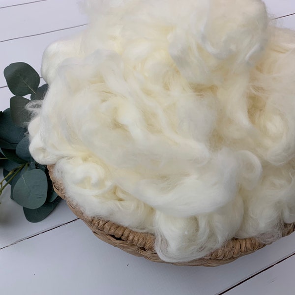 Ivory Loose Fluffy Yarn Basket Filler {newborn photography prop, loose wool stuffer, ready to ship}