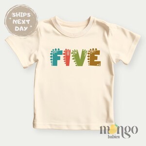 Dinosaur 5th Birthday Shirt for Kids, Retro Dino T-Shirt, Cute 5 Years Old Birthday Outfit, Toddler Dino Birthday Gift Retro Fifth Birthday
