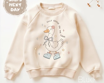 Silly Goose on The Loose Sweatshirt for Kids Cute Sweater Funny Goose Tshirt for Baby Girls Cute Goose Tshirt Toddler Adult Shirt Birthday