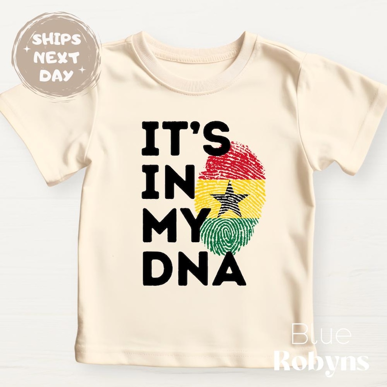 It’s In My DNA Ghana Shirt Ghana Fingerprint Flag Ghanaian Baby Bodysuit, Toddler Shirt, Kids Tee, Adult T-Shirt Cute Ghana Gift Baby Shower image 3