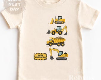 Under Construction Tshirt, Construction Baby Bodysuit, Construction Vehicle Natural Sweatshirt