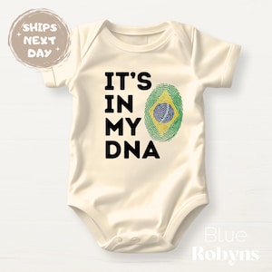 Brazil Fingerprint Flag Shirt It’s In My DNA Brazilian Baby Bodysuit Toddler Sweatshirt Brazil T-Shirt Cute Brazilian Gift Brazil Tee