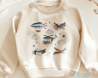 Airplane Sweater for Kids, Aircrafts  Shirt for Boys Tee Cute Airplanes Baby Bodysuit Birthday Boy Shirt Pilot Gift Helicopter Jet Airship