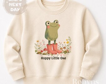 Hoppy Little Frog Sweatshirt, Cute Frog Tshirt, Watercolor Frog Baby Bodysuit