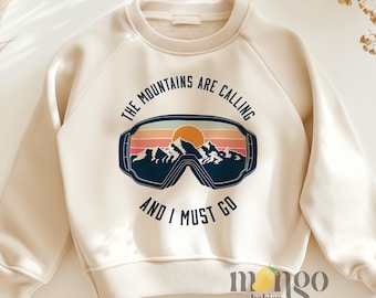 The Mountains are Calling Sweater for Toddler Cute Gift for Skiing Baby Shower Gift for Hiker Outfit Skiing Gear Retro Mountain Kids Shirt
