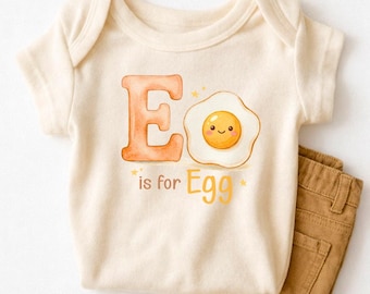 E is for Egg - Alphabet Natural Baby Bodysuit, Egg Shirt, Kids Sweater, Family Matching Tee