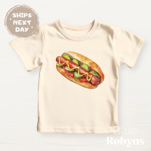 Hot Dog Tshirt Watercolor Hot Dog Bun Baby Bodysuit Cute Hot Dog Sweater for Children Tshirt Cute Birthday Gift for Boys Girls Shirt