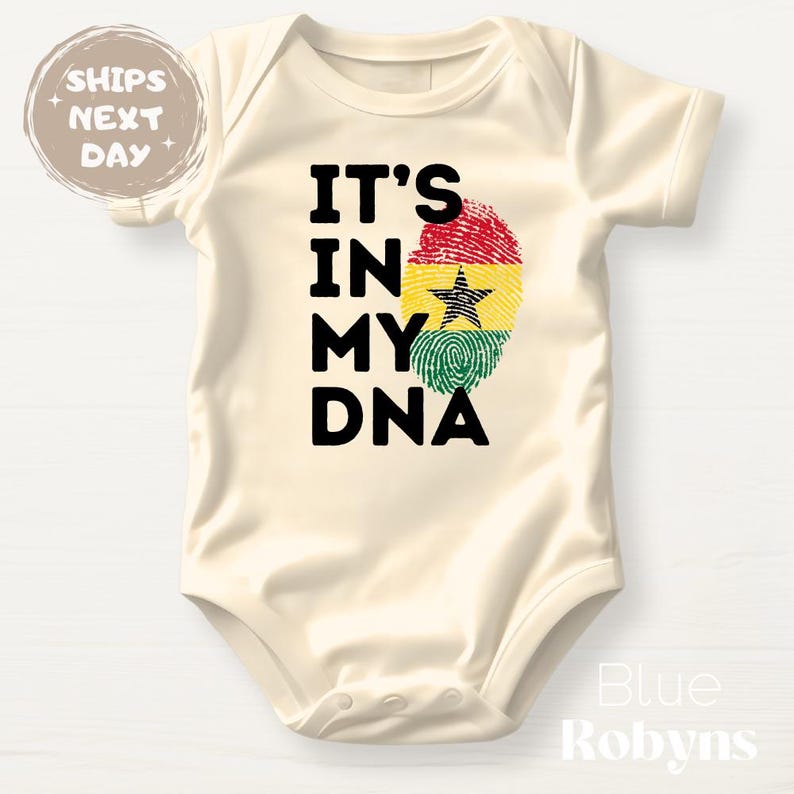 It’s In My DNA Ghana Shirt Ghana Fingerprint Flag Ghanaian Baby Bodysuit, Toddler Shirt, Kids Tee, Adult T-Shirt Cute Ghana Gift Baby Shower image 1