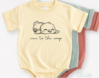 Nuevo mameluco para bebé de la colección "New To The Coop", body de pollito, conjunto de animales, regalo para baby shower.