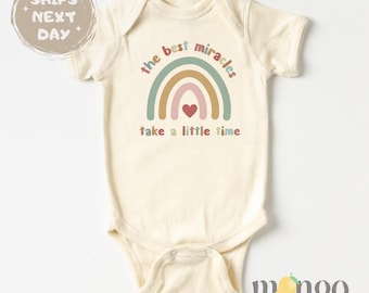 Rainbow Baby Bodysuit Cute Gift for Baby Shower Gift for Baby Announcement Retro Rainbow Tshirt for Kids IVF Miracle Baby Surprise Gift Idea