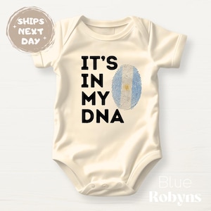 Argentina Fingerprint Flag Shirt It’s In My DNA Argentina Baby Bodysuit Soccer Argentina Fan Outfit Argentinian Tshirt Argentinian Baby Gift