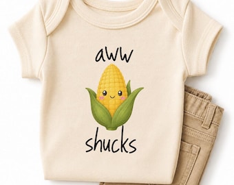 Aww Shucks Corn Baby Bodysuit, Funny Corn Kids Tshirt, Cute Corn Natural Sweatshirt