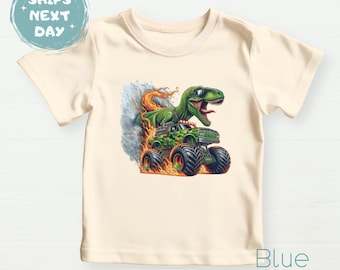 Dinosaur Monster Truck Tshirt, Dino Shirt for Boys, Dinosaur Baby Bodysuit, Boys Dino Sweater for Children, Birthday Boys Tee