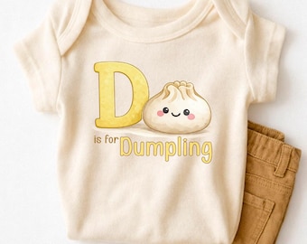 D is for Dumpling - Alphabet Natural Baby Bodysuit, Dumpling Shirt, Kids Sweater, Family Matching Tee