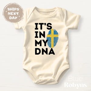 Sweden Fingerprint Flag Shirt It’s In My DNA Cute Swedish Baby Bodysuit Kid T-Shirt Cute Swedish Family Matching Shirt Scandinavian Shirt
