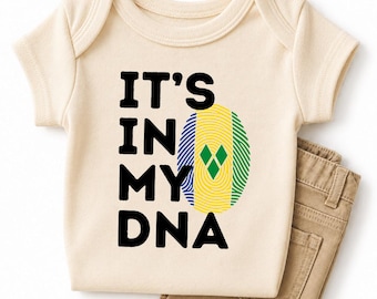 Flag of Saint Vincent and the Grenadines - It's in my DNA Vincy Pride Baby Bodysuit, Saint Vincent Kids Tee, Caribbean Outfit