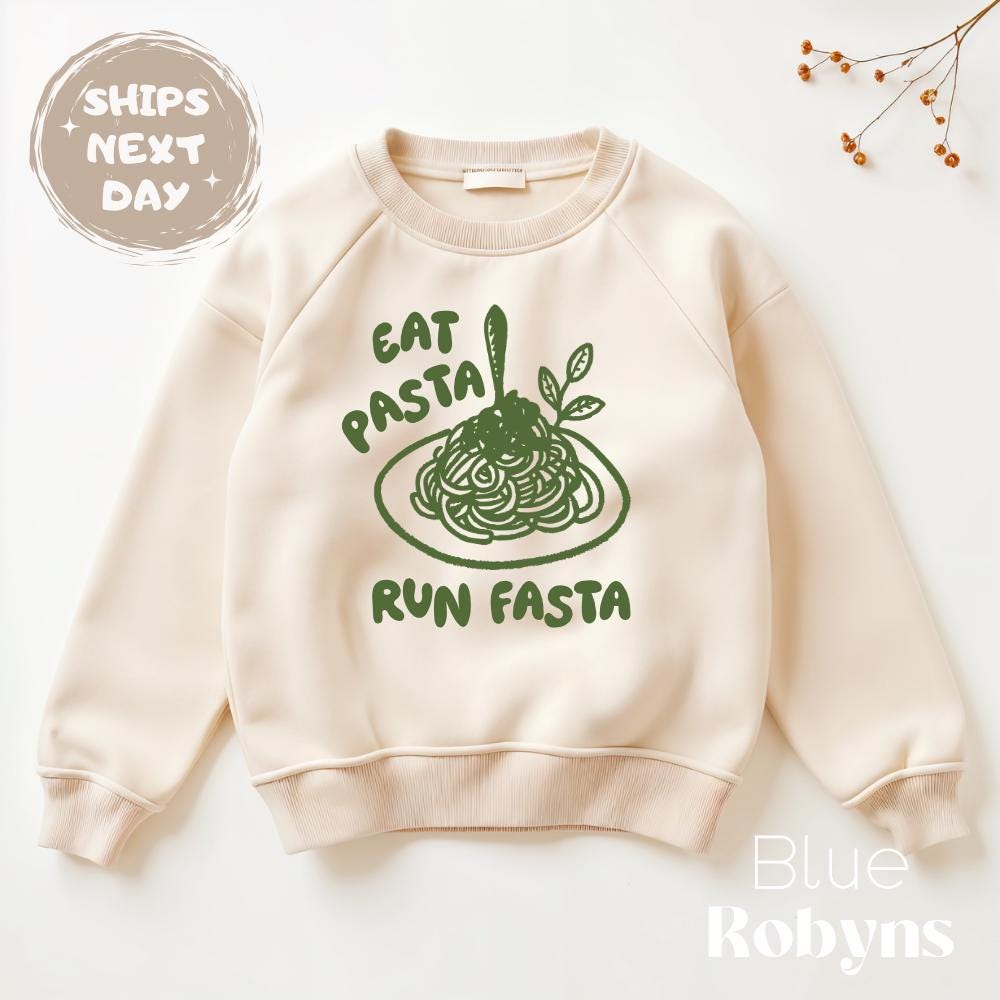 Eat Pasta Run Fasta Sweater for Kids, Cute Pasta TShirt, Funny Foodie Tee, Funny Pasta Outfit, Pasta Lovers Italian Family Matching Tshirt
