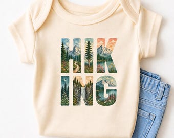 Hiking Tshirt, Watercolor Nature Hiking Family Matching Outfit, Hiking baby Bodysuit, Camping Natural Sweatshirt