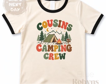 Cousins Camping Crew Tshirt,  Retro Camping Family Outfit, Family Matching Shirt, Camping Baby bodysuit, Natural Sweatshirt