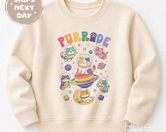 Purride Rainbow Cat Sweater, Rainbow Cat Baby Bodysuit, LGBTQ+ Tshirt, Funny Cat Pride Outfit