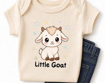 Little Goat Baby Bodysuit, Cute Goat Tshirt, Goat Graphic Tee, Natural Sweatshirt