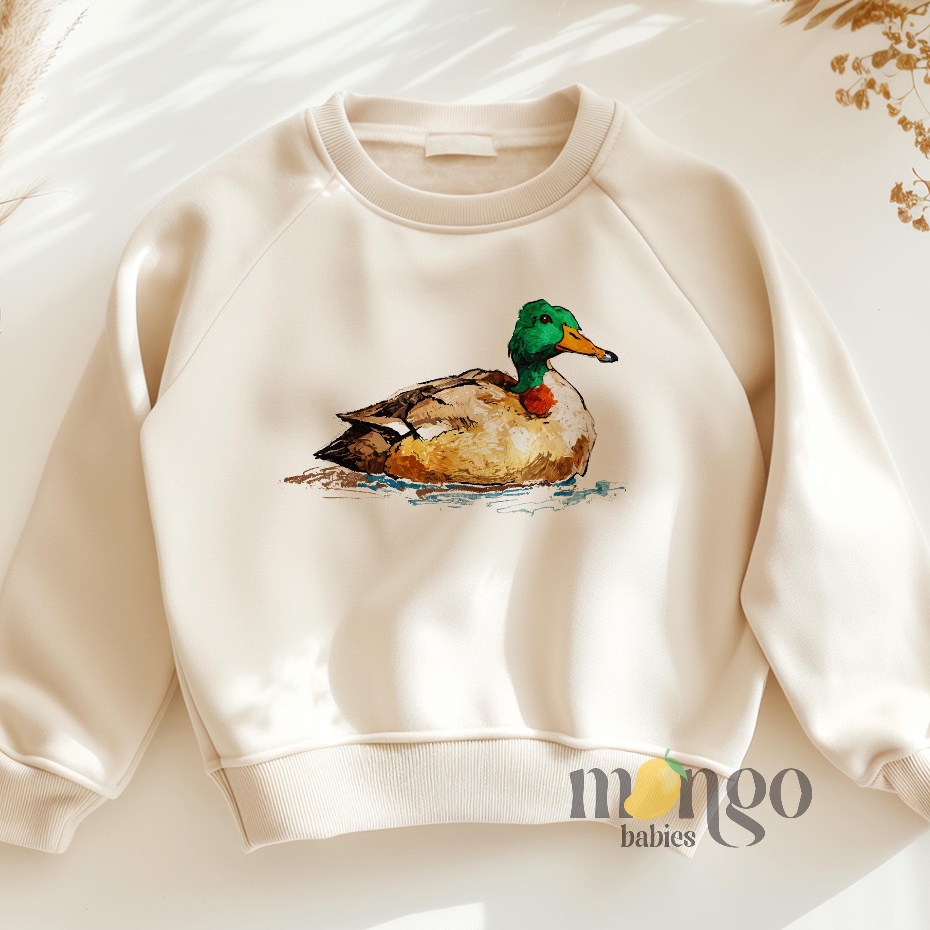 time is on 【COTTON DUCK JUMPER】 Mallard Duck Sweater for Toddler Wild Duck Baby Bodysuit Cute Baby