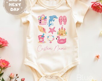 Custom Baby Bodysuit, Summer Baby Girl Outfit, Cute Beach Tshirt, Ocean Theme Shirt