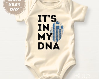 Greece Flag Shirt It’s In My DNA Greek Baby Bodysuit Cute Greek Tshirt Cute Greece Baby Shower Gift for Greek Family Matching Tee