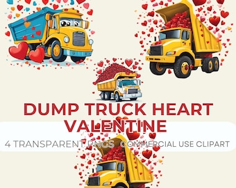 Dump Truck Hearts Clipart: Valentine's Day PNG Bundle (Digital Download)