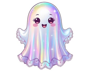 Iridescent Halloween Clipart Bundle: Witches, Ghosts, Pumpkins (PNG Digital Download)