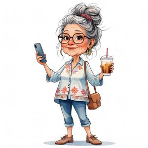 Sassy Granny Clipart: Retro Senior PNG Bundle (Digital Download