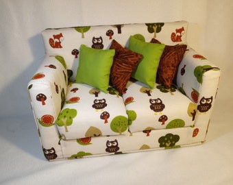 Doll Sofa for 18 inch Dolls Owls Fox Handmade Doll Couch