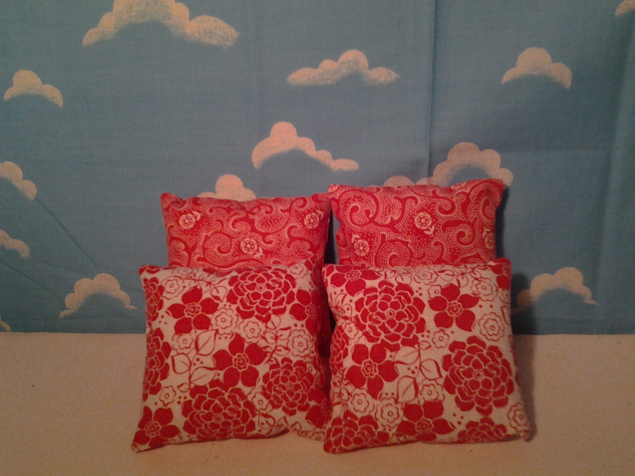 Doll Pillows for 18 Inch Doll Red Floral Handmade Etsy