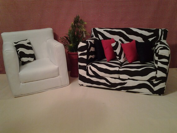 Dollhouse Furniture Zebra Print Sofa Chair For 18 Inch Etsy