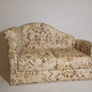 Doll Chaise  - Settee for 18 Inch Dolls Cream Brown  Handmade Doll Furniture