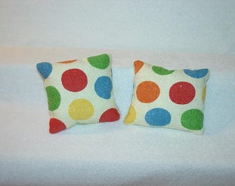 18 inch Doll Pillows, Colorful  Polka Dots, Handmade