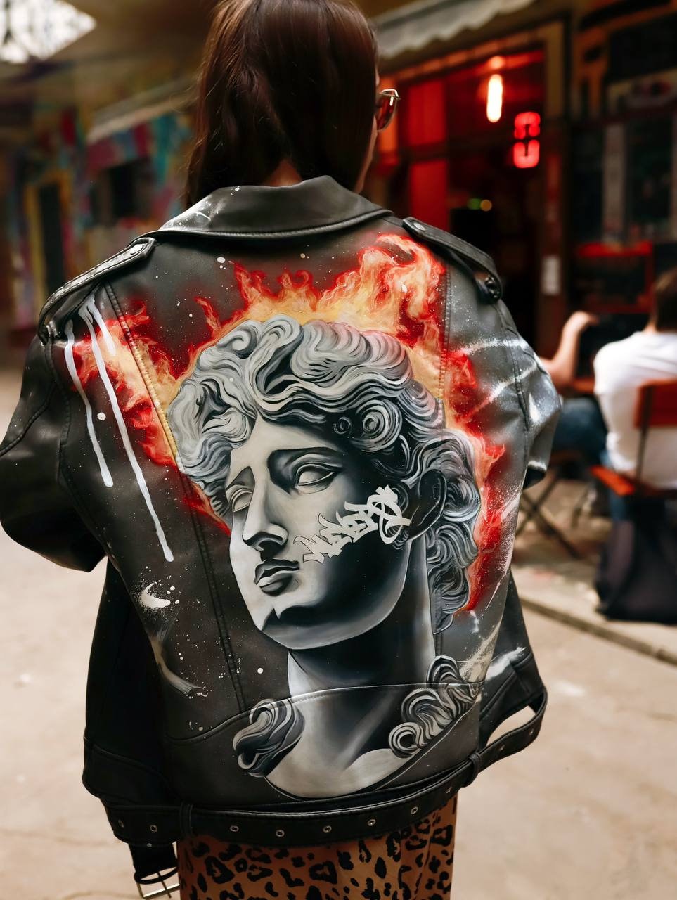 Leather Jacket With Hand-painted Colors (photo Example), It is