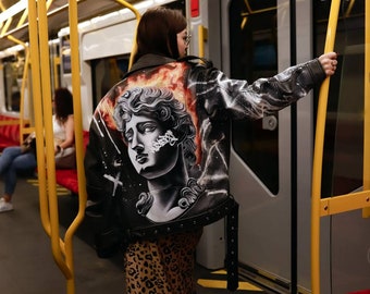 h.NAOTOxPlasticTreeコラボ ペイント加工ジャケット レア Leather Jacket With Hand-painted Colors (photo Example), It is