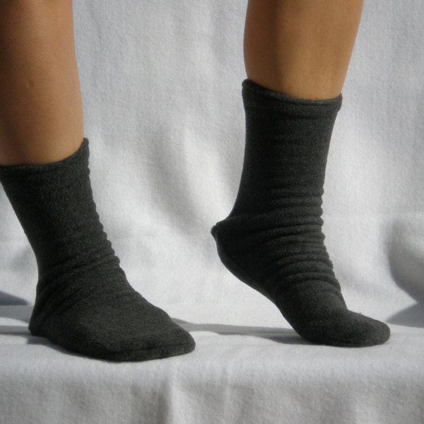 Dark Gray Polar  Fleece Socks or Slippers