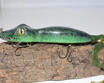Handmade One of a Kind Green Lizard Fishing Lure - Etsy