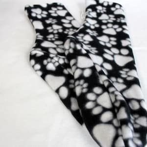 Women's Polar Fleece Socks Slipper Socks Black White Paw Print Choose Size