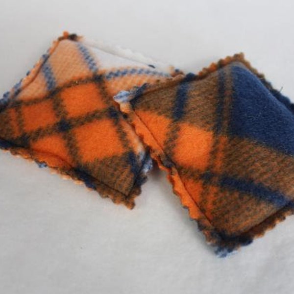 Microwavable Reusable Hand Warmers Cold Pack Blue Orange Argyle Fleece