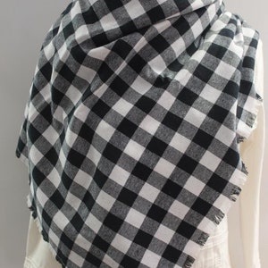 Black and White Buffalo Check Flannel Blanket Scarf
