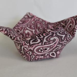 Reversible Quilted Microwave Bowl Cozy Pot Holder Bowl Holder Pink Bandana