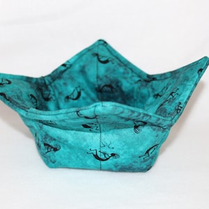 Reversible Quilted Microwave Bowl Cozy Pot Holder Bowl Holder Green Southwest Set of 2