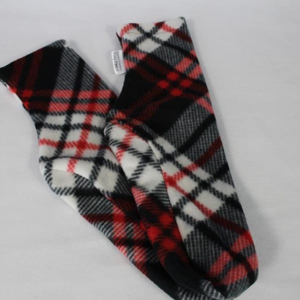 Men's Polar Fleece Socks Slipper Socks Black Red Plaid Choose Size